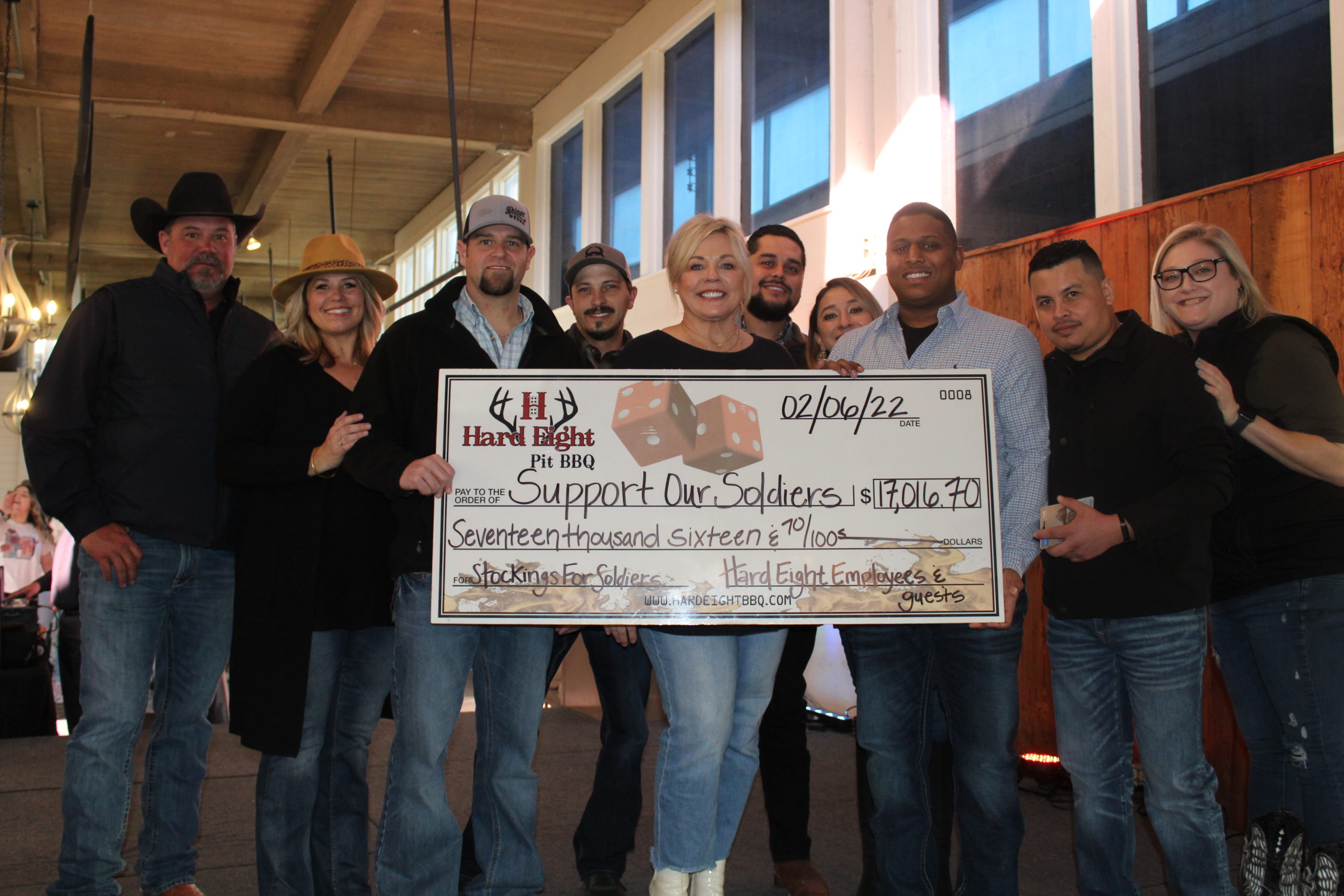 Hard Eight BBQ Guests and Employees Raise Over $17,000 For Support Our Soldiers!
